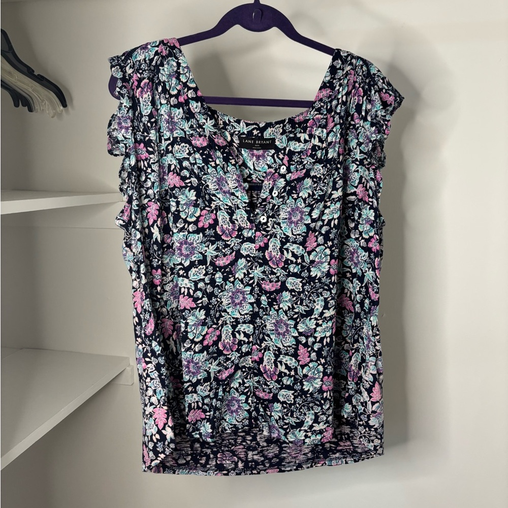 Lane Bryant Floral Blouse - Pink and Blue